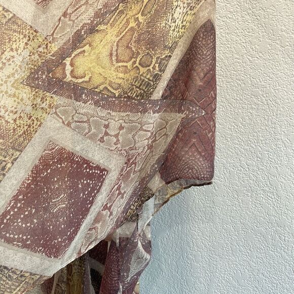 Cato Lightweight Purple & Yellow Snakeskin Tassel Kimono Cardigan One Size - Picture 8 of 9